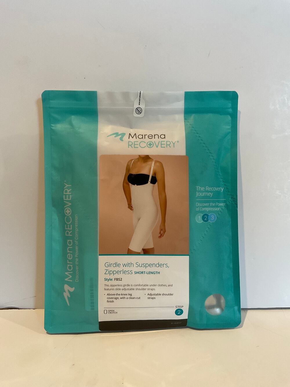 Marena Recovery Girdle with Suspenders Zipperless Short Length FBS2 LARGE Beige